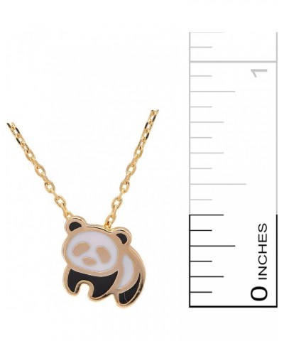 Handmade Tiny Jewel Brushed Metal Panda Necklace Gold $8.79 Necklaces