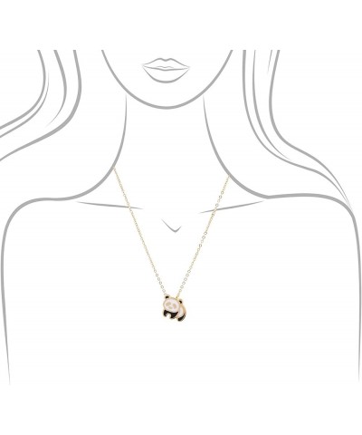 Handmade Tiny Jewel Brushed Metal Panda Necklace Gold $8.79 Necklaces