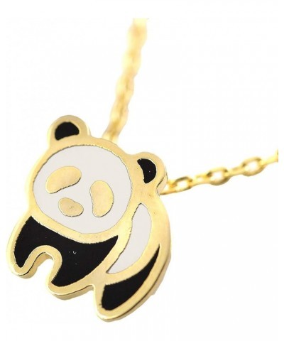 Handmade Tiny Jewel Brushed Metal Panda Necklace Gold $8.79 Necklaces