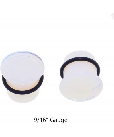 Pair of Single Flare Genuine Opalite Stone Organic Ear Plugs 5/8"G (16mm) $9.43 Others