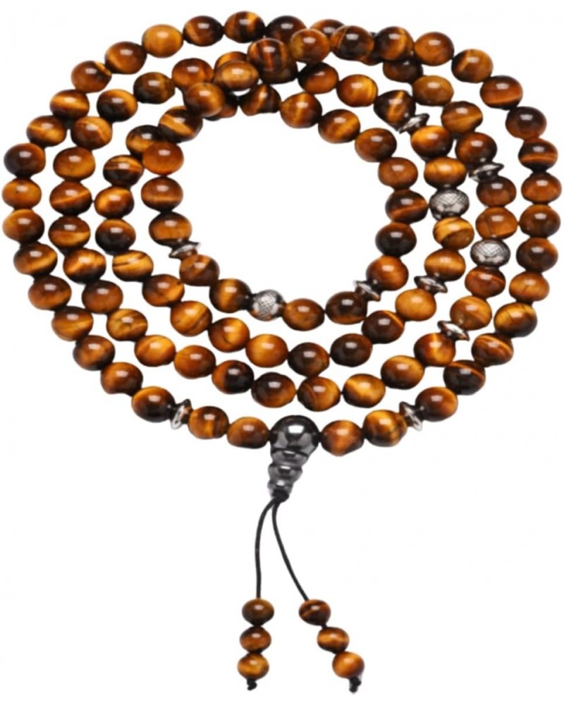 Pahoa Tiger Eye Prayer 108 Beads Mala Mantra Beaded Necklace Stretch Wrap Bracelet Jewelry Collar Pulsera $18.89 Necklaces