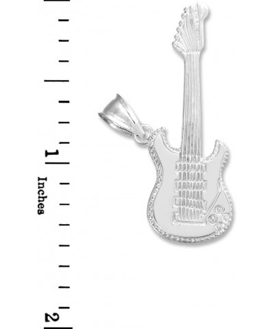 Solid 14k White Gold Music Charm Electric Guitar Pendant Necklace $136.39 Necklaces