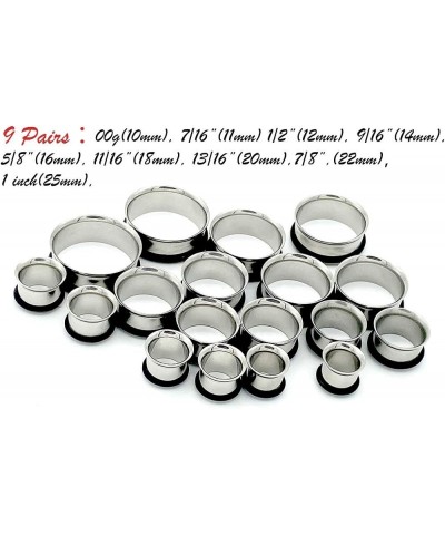 00G 7/16” 1/2” 9/16” 5/8” 11/16” 13/16” 7/8” 1” Ear Gauge Stretching Kit Stainless Steel Tapers and Plugs Set Steel $18.01 Bo...