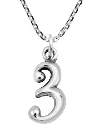 Trendy .925 Sterling Silver Number Pendant Charm Necklace 3 $9.99 Necklaces