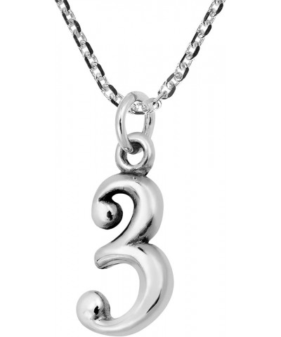 Trendy .925 Sterling Silver Number Pendant Charm Necklace 3 $9.99 Necklaces