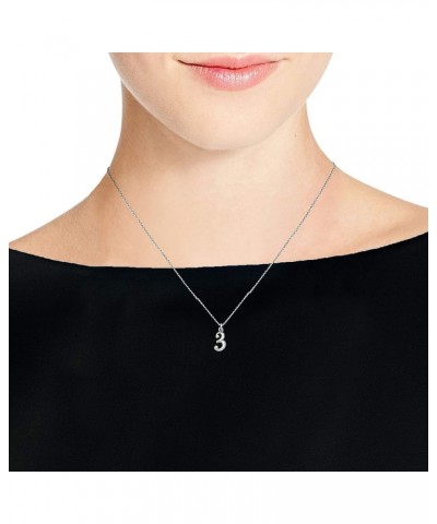 Trendy .925 Sterling Silver Number Pendant Charm Necklace 3 $9.99 Necklaces