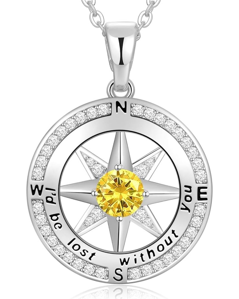 Necklace for Women Wife Compass Birthstone Jewelry Birthday Anniversary Ideas for Her Girlfriend Romantic Love Gift on Christ...