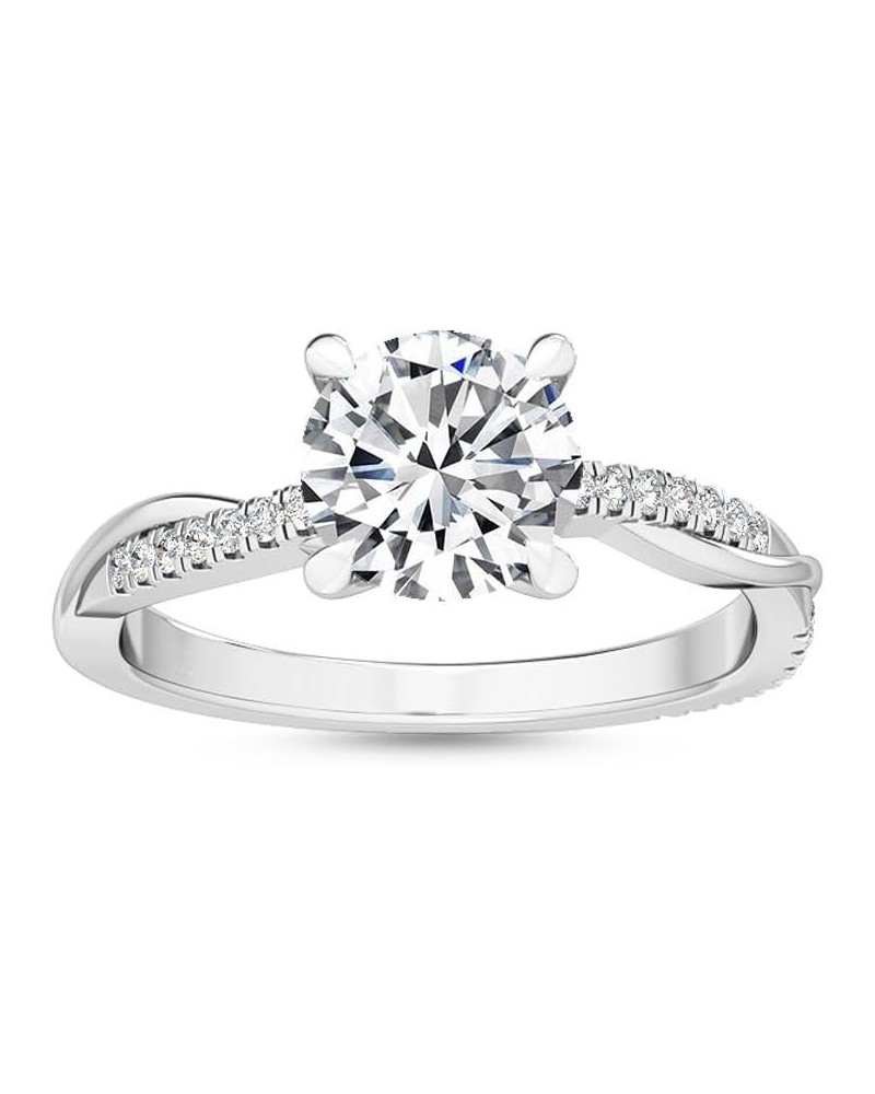 1-5 Carat (ctw) White Gold Round Cut LAB GROWN Diamond Side Stone Engagement Ring (Color E-F Clarity VS2-SI1) 9.5 White Gold ...