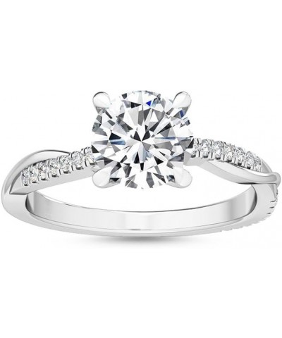 1-5 Carat (ctw) White Gold Round Cut LAB GROWN Diamond Side Stone Engagement Ring (Color E-F Clarity VS2-SI1) 9.5 White Gold ...