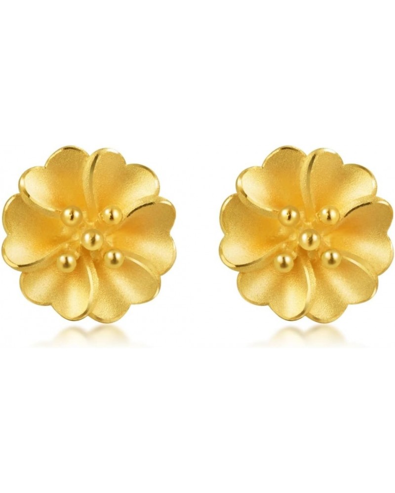 999.9 24K Solid Gold Price-by-Weight 3.36g Gold Flowers Petals Stud Earrings for Women 79770E $135.36 Earrings