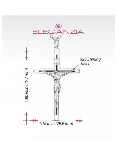 Sterling Silver Crucifix Necklace Women Cross Necklace for Men Catholic, Crucifix Pendant with Adjustable 22-24 Inch Silver N...