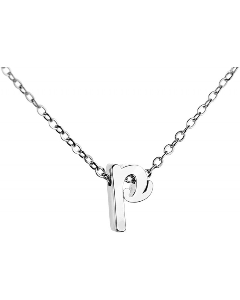 Silver Initial Necklace Initial Pendant Necklace Graduation Gift Personalized Necklace P $14.79 Necklaces