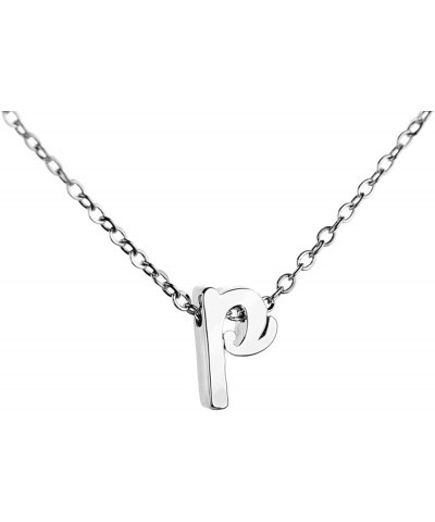 Silver Initial Necklace Initial Pendant Necklace Graduation Gift Personalized Necklace P $14.79 Necklaces