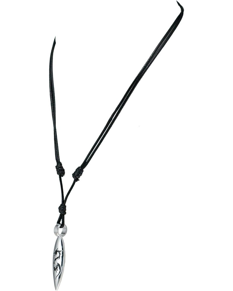 Surfboard Pendant with Dragon Design on Adjustable Black Rope Cord Necklace (Chrome Finish) $7.92 Necklaces