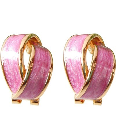 18k Gold Plated Pink Winding Ribbon Acetate Omega Back Az2193 Earrings Pink $10.19 Earrings