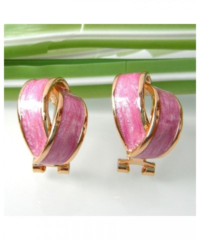 18k Gold Plated Pink Winding Ribbon Acetate Omega Back Az2193 Earrings Pink $10.19 Earrings