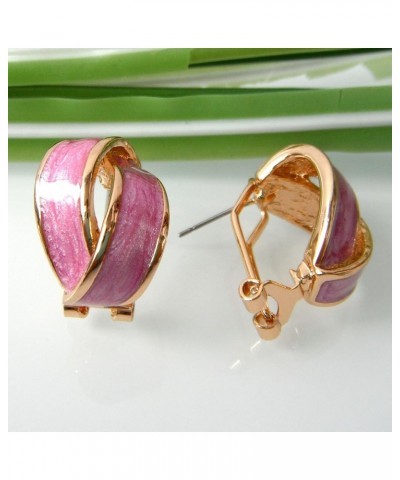 18k Gold Plated Pink Winding Ribbon Acetate Omega Back Az2193 Earrings Pink $10.19 Earrings