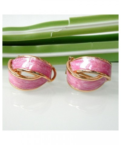 18k Gold Plated Pink Winding Ribbon Acetate Omega Back Az2193 Earrings Pink $10.19 Earrings