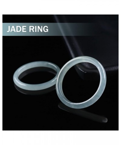 Natural Jade Rings for Women (Size 6-11)- Light Green Jade Rings 100% Real Stone Skinny Jade Band Ring Simple Gemstone Ring J...