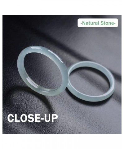 Natural Jade Rings for Women (Size 6-11)- Light Green Jade Rings 100% Real Stone Skinny Jade Band Ring Simple Gemstone Ring J...