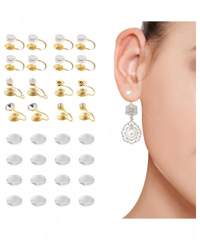 16 PCS Clip on Earrings Converter 5 Types Earring Converters Pierced to Clip with 16 Pieces Comfort Earring Pads Golden Hook ...