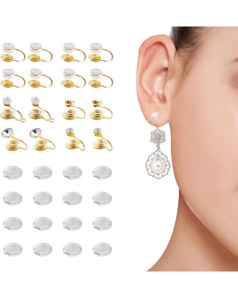 16 PCS Clip on Earrings Converter 5 Types Earring Converters Pierced to Clip with 16 Pieces Comfort Earring Pads Golden Hook ...