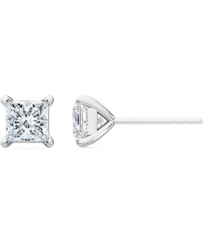 1-5 Carat (ctw) White Gold Princess Cut LAB GROWN Diamond Solitaire Designer Push Back Earrings (Color D-E Clarity VS1-VS2) P...