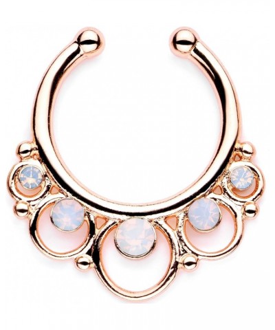 3Pc 316L Steel Non Pierced Fake Faux Clip On Septum Nose Hoop Jewelry for Women 16 Gauge 3/8 Rose Gold Toned-White $11.59 Bod...