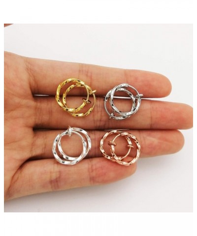 Twisted Clip On Earrings 4PCS Different Color Gold Silver Black Rose 0.51IN/0.59IN/0.70IN/0.78IN Stainless Hoop Earrings Clip...