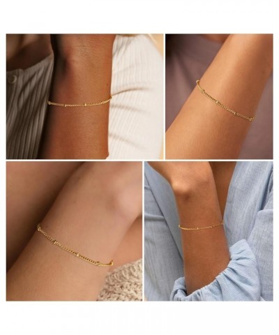 Gold Bracelets for Women Trendy, 14K Real Gold Plated Jewelry Waterproof, 7"+2" Adjustable Link Chain Bracelet, Dainty Gold P...