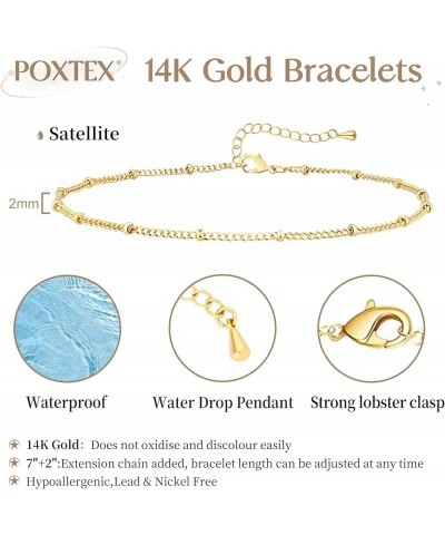 Gold Bracelets for Women Trendy, 14K Real Gold Plated Jewelry Waterproof, 7"+2" Adjustable Link Chain Bracelet, Dainty Gold P...