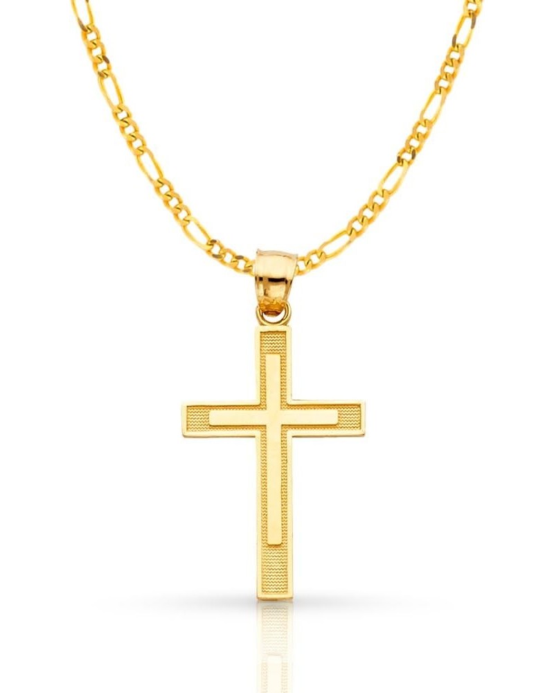 14K Yellow Gold Cross Pendant with 1.9mm Figaro 3+1 Chain Necklace 18.0 Inches $118.80 Necklaces