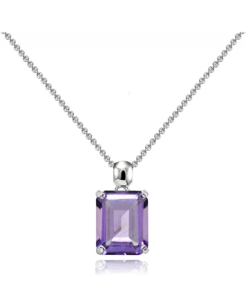 Sterling Silver Genuine, Created or Simulated Gemstone Octagon-Cut Solitaire Pendant Necklace Amethyst $26.09 Necklaces