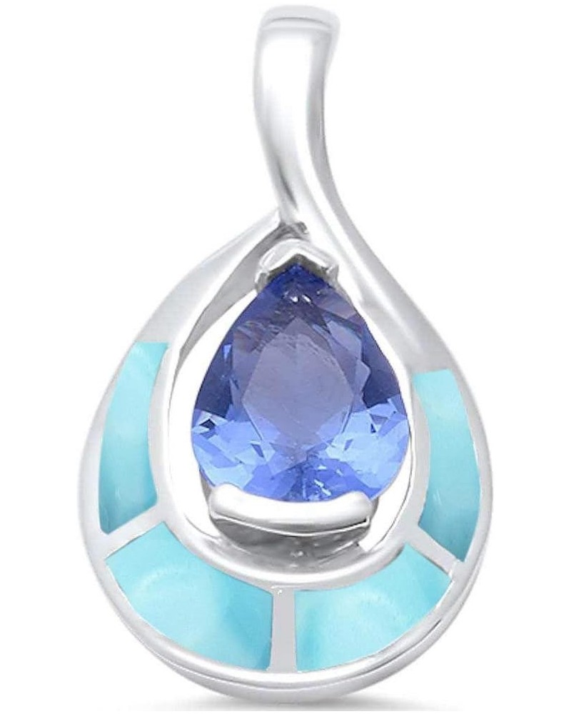 Natural Larimar & Tanzanite .925 Sterling Silver Pendant $12.60 Pendants