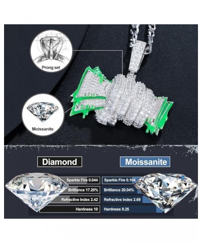 Hip Hop Jewelry Men Women Iced Out Glowing Pendant for Rappers Boy Big Bling Moissanite Diamond Necklace 18K White Gold Plate...