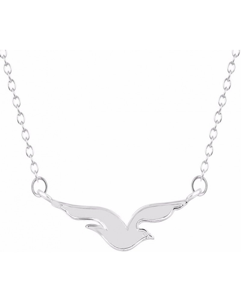 Unique Seagull Bird Necklace Natural Animal Bird Pendant Minimalist Jewelry Silver $13.65 Necklaces