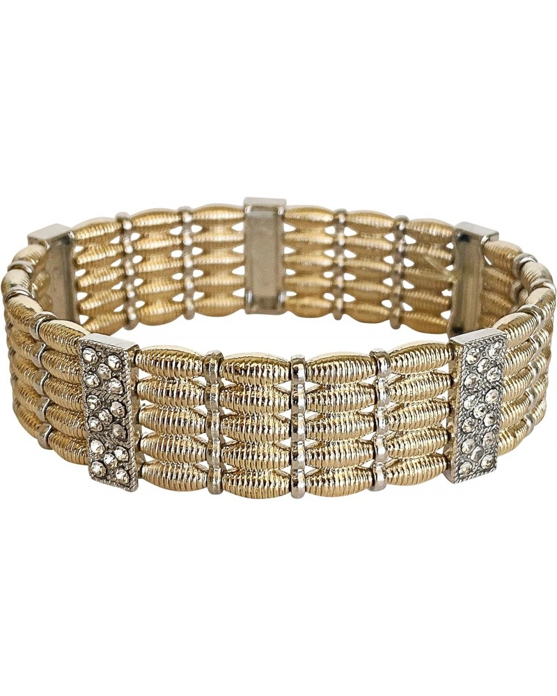 Antique Gold or Silver Crystal Boho Stretch Bracelet for Women Wedding Bridal (2 Tone Gold Silver) $10.63 Bracelets