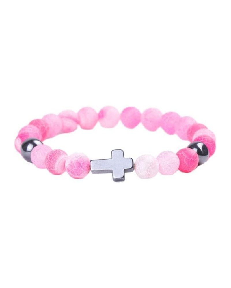 Cross Beads Bracelet Natural Stone Stretch Elastic Bracelet for Women Men Boy Girls Gifts Jewelry G $6.18 Bracelets