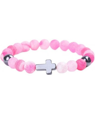 Cross Beads Bracelet Natural Stone Stretch Elastic Bracelet for Women Men Boy Girls Gifts Jewelry G $6.18 Bracelets