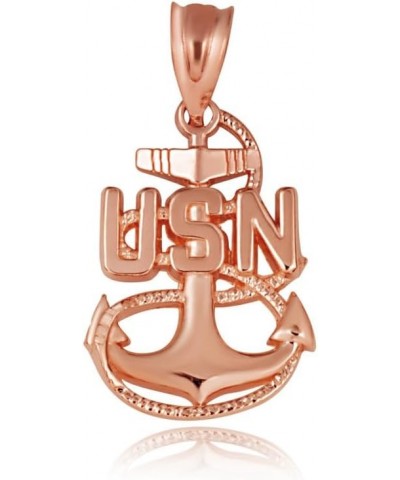 United States Navy Officially Licensed Chief Petty Officer Anchor Emblem Fine Pendant Real Solid 10Kt Gold B. 10K Rose Gold $...