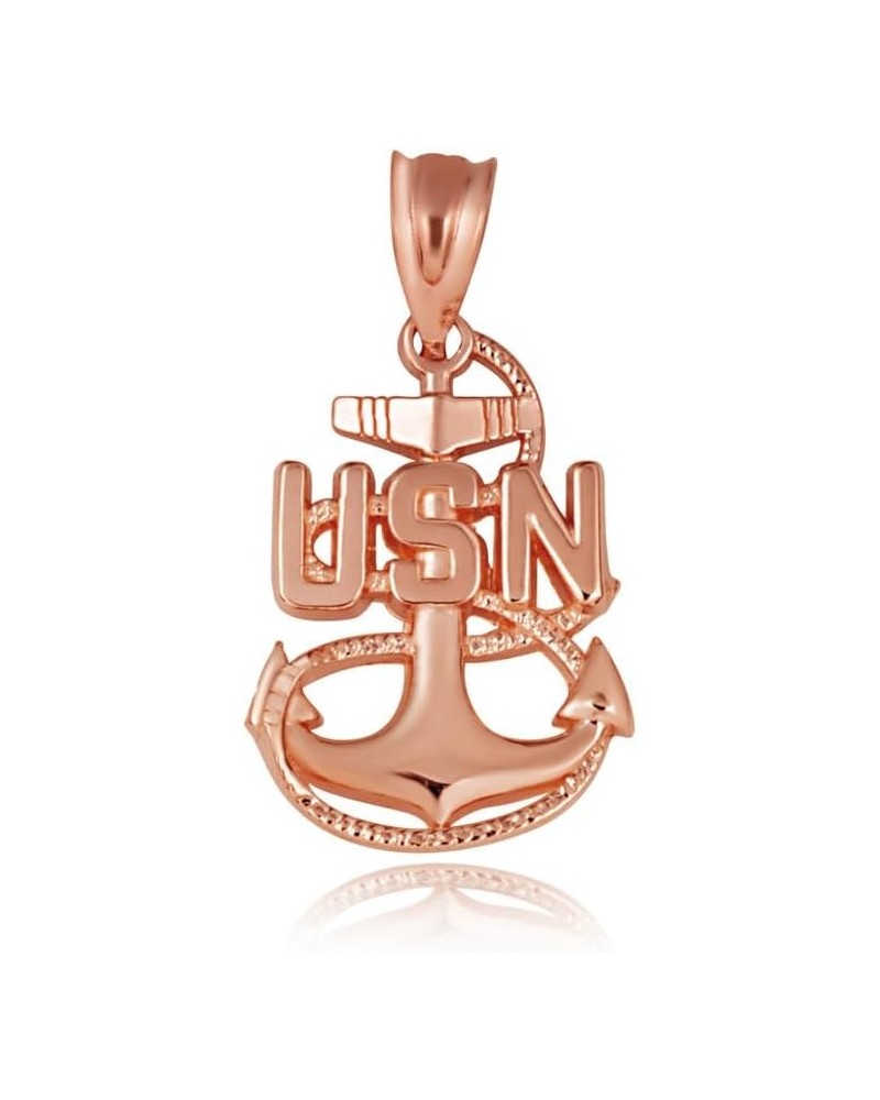 United States Navy Officially Licensed Chief Petty Officer Anchor Emblem Fine Pendant Real Solid 10Kt Gold B. 10K Rose Gold $...