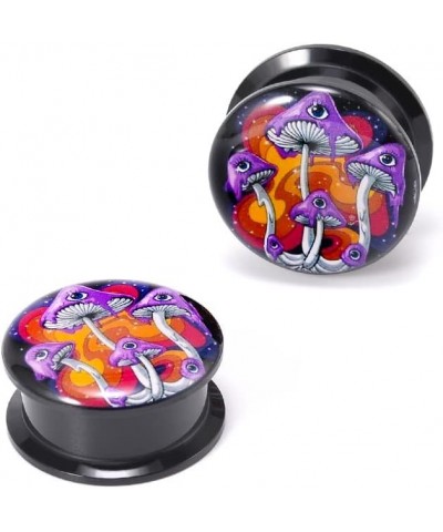 1 Pair Acrylic Solid Screw On Ear Plugs Tunnels Allergy Free 2g- 1 Inch Stretcher Steampunk Graffiti Pattern Color Painting F...