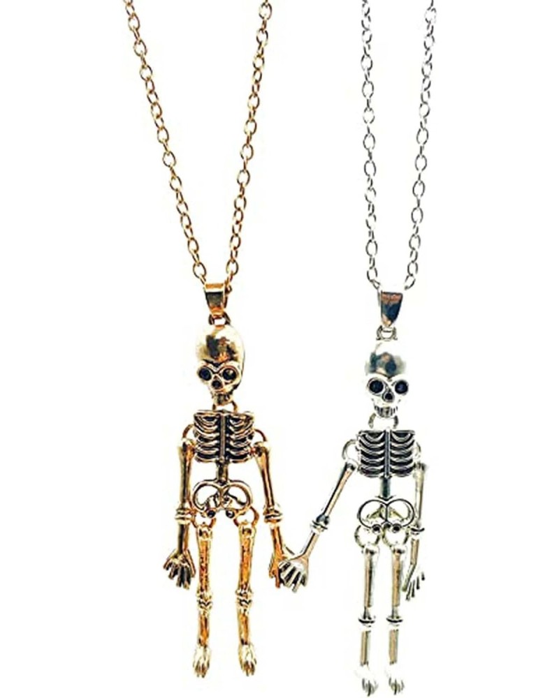 Skeleton Skull Pendant Necklaces Magnetic Hand Attracted Couple Necklaces ​Friendship Necklace Punk Necklace Jewelry $6.59 Ne...