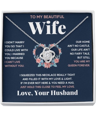 Wife Necklace Gift From Husband To My Badass Wife Crown Love Knot Pendant Valentines Day Anniversary Jewelry With Message Car...