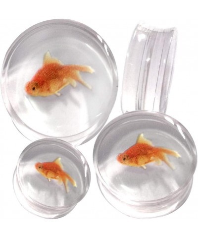 4g (5mm) to (48mm) Goldfish Acrylic Logo Double Flare Plug with Inlaid Design MoDTanOiz (1 Pair) 22mm , GOLD FISH $10.48 Body...