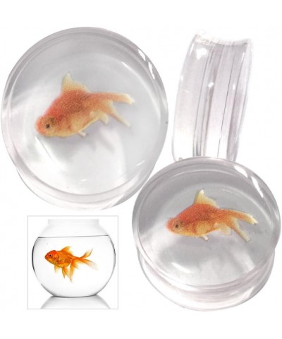 4g (5mm) to (48mm) Goldfish Acrylic Logo Double Flare Plug with Inlaid Design MoDTanOiz (1 Pair) 22mm , GOLD FISH $10.48 Body...