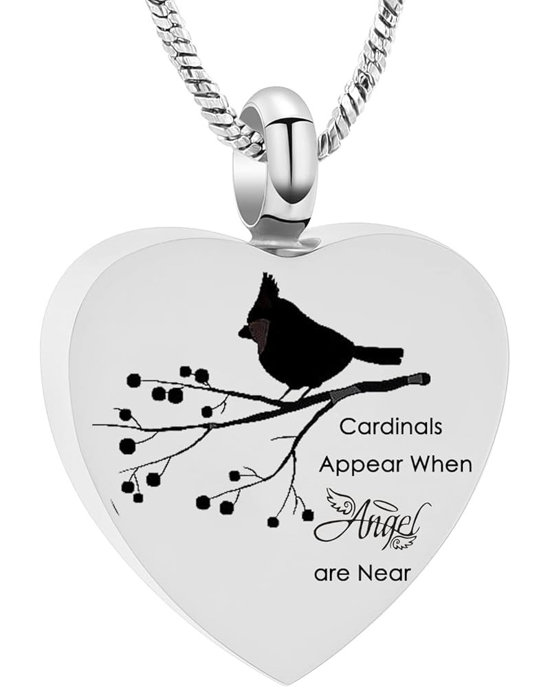 Cardinal Urn Necklace for Ashes for Women Heart Urn Locket for Ashes Keepsake Memorial Cremation Jewelry for Human/Pet Ashes ...