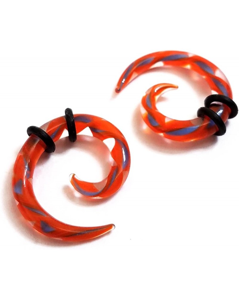 Hand Crafted Glass Gauge Ear Hanging Plug Taper Spiral 3.0 Millimeters Orange Twist 1 $11.00 Body Jewelry