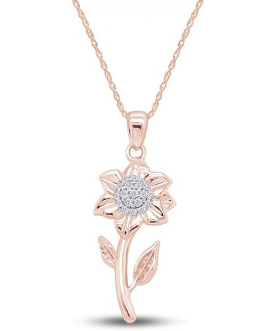 White Cubic Zirconia Sunflower Pendant Necklace 14k Gold Over Sterling Silver rose-gold-plated-silver $29.99 Necklaces