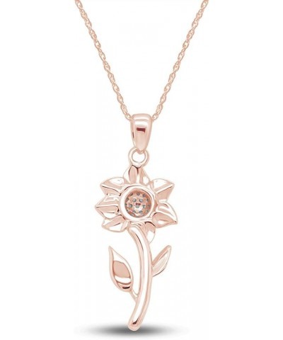 White Cubic Zirconia Sunflower Pendant Necklace 14k Gold Over Sterling Silver rose-gold-plated-silver $29.99 Necklaces